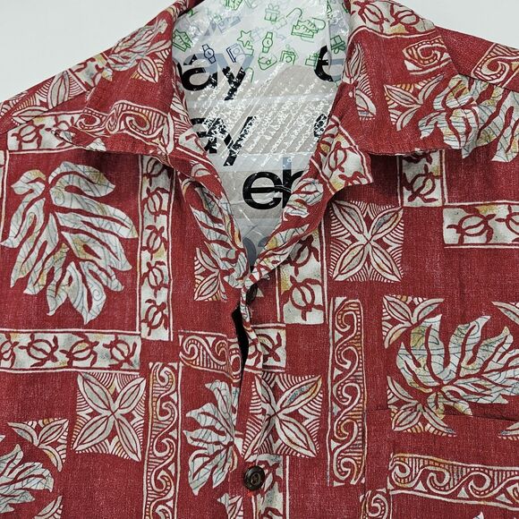 Blue Hawaii Shirt Mens XL Hawaiian Red Tiki Camp Button Up All Over Print - Picture 2 of 9